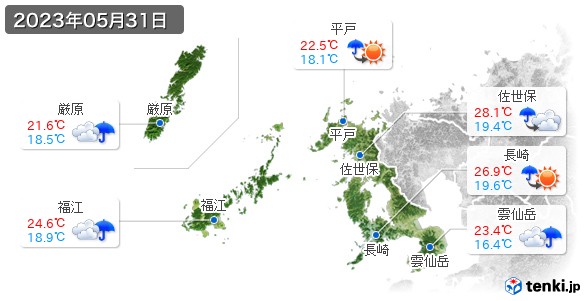 長崎県(2023年05月31日の天気
