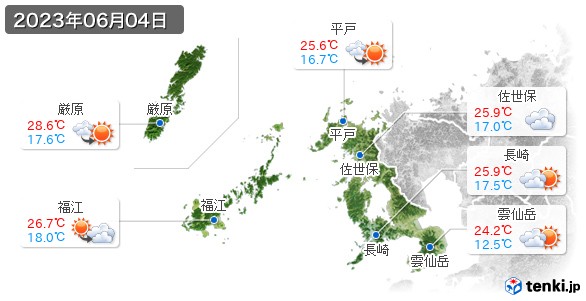 長崎県(2023年06月04日の天気