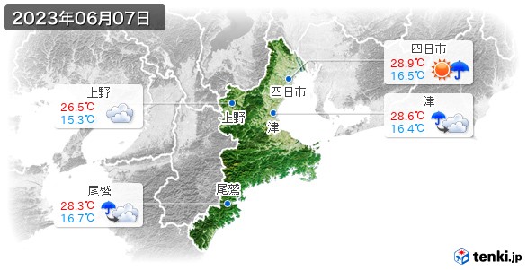 三重県(2023年06月07日の天気