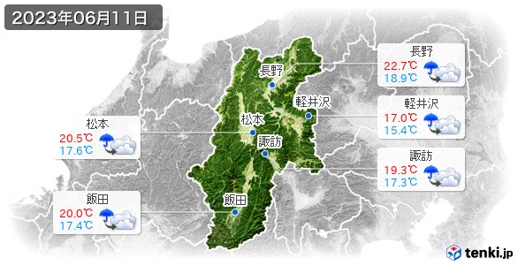 長野県(2023年06月11日の天気