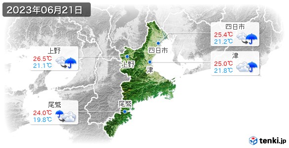 三重県(2023年06月21日の天気