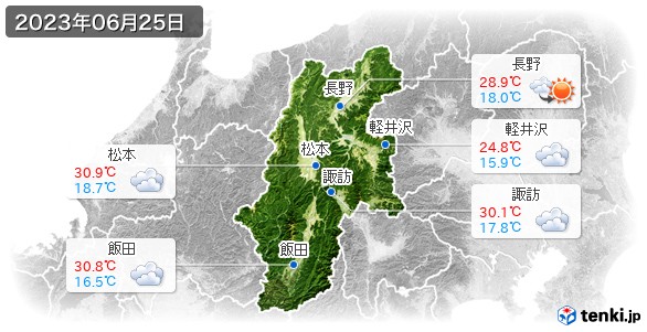 長野県(2023年06月25日の天気