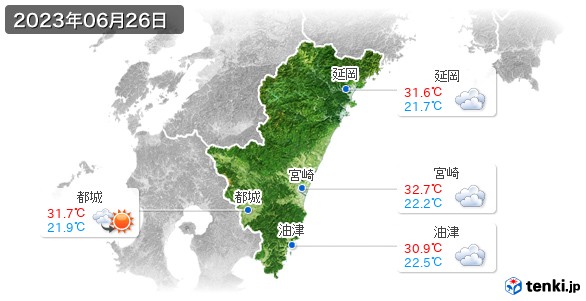 宮崎県(2023年06月26日の天気