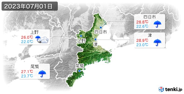 三重県(2023年07月01日の天気