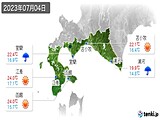 2023年07月04日の道南の実況天気