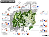 2023年07月06日の関東・甲信地方の実況天気