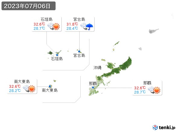 沖縄地方(2023年07月06日の天気