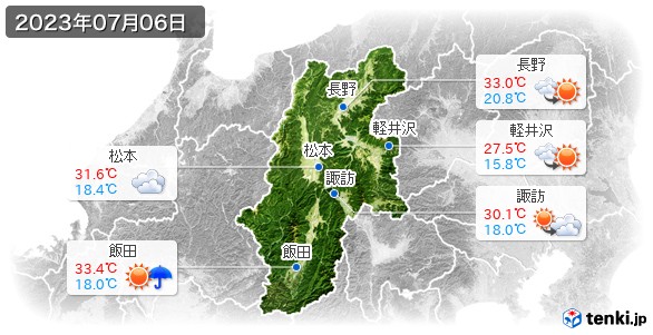 長野県(2023年07月06日の天気