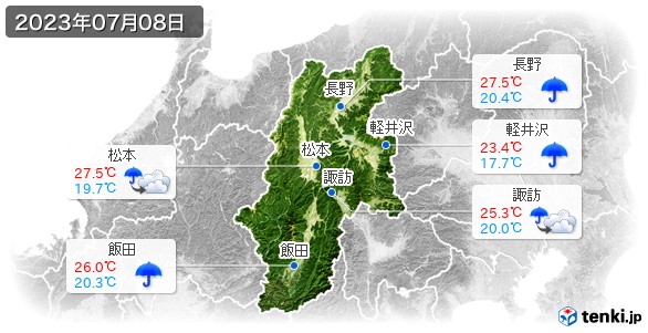 長野県(2023年07月08日の天気