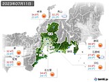 2023年07月11日の東海地方の実況天気