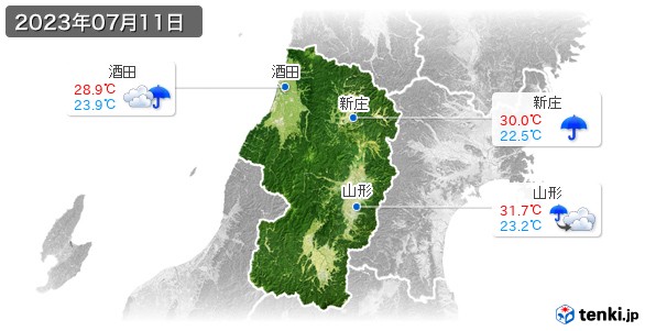 山形県(2023年07月11日の天気
