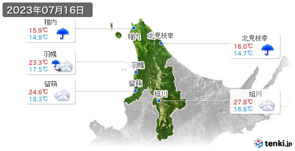 道北(2023年07月16日の天気