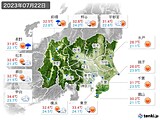 2023年07月22日の関東・甲信地方の実況天気