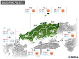 2023年07月22日の中国地方の実況天気