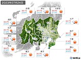 2023年07月24日の関東・甲信地方の実況天気