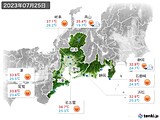 2023年07月25日の東海地方の実況天気
