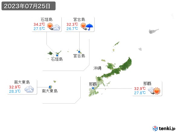 沖縄地方(2023年07月25日の天気