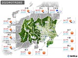 2023年07月28日の関東・甲信地方の実況天気