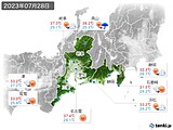 2023年07月28日の東海地方の実況天気