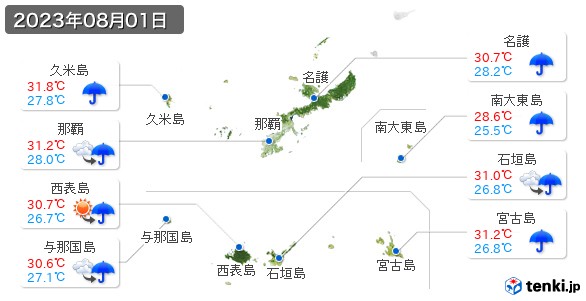 沖縄県(2023年08月01日の天気