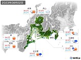 2023年08月02日の東海地方の実況天気