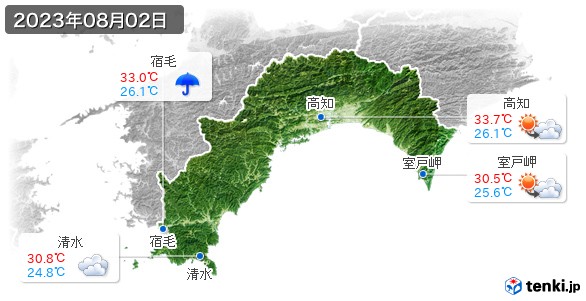 高知県(2023年08月02日の天気