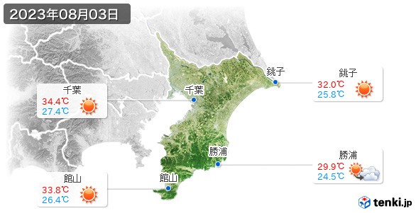 千葉県(2023年08月03日の天気