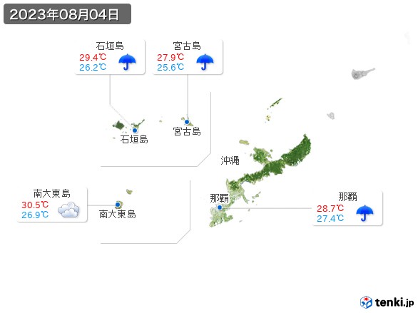 沖縄地方(2023年08月04日の天気