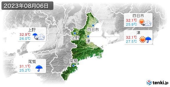 三重県(2023年08月06日の天気