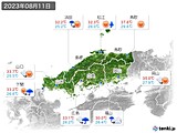 2023年08月11日の中国地方の実況天気