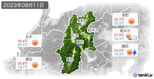 長野県(2023年08月11日の天気