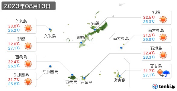 沖縄県(2023年08月13日の天気