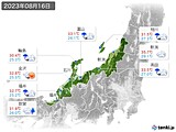 2023年08月16日の北陸地方の実況天気
