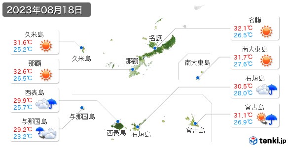 沖縄県(2023年08月18日の天気