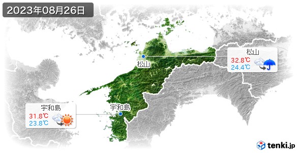愛媛県(2023年08月26日の天気