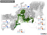2023年08月27日の東海地方の実況天気