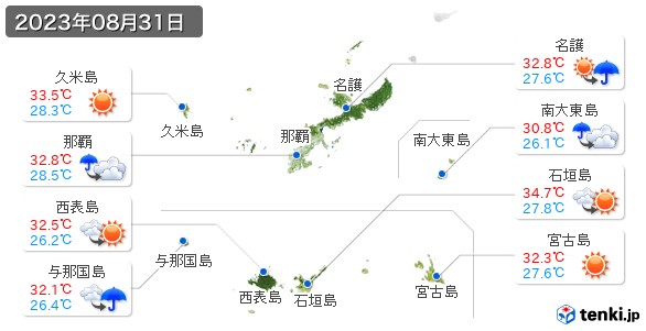 沖縄県(2023年08月31日の天気