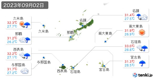 沖縄県(2023年09月02日の天気