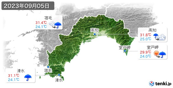 高知県(2023年09月05日の天気