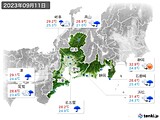2023年09月11日の東海地方の実況天気
