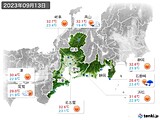 2023年09月13日の東海地方の実況天気