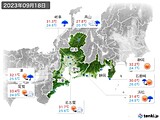 2023年09月18日の東海地方の実況天気