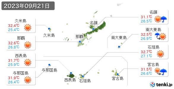 沖縄県(2023年09月21日の天気