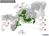 2023年09月25日の東海地方の実況天気