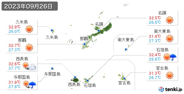 沖縄県(2023年09月26日の天気
