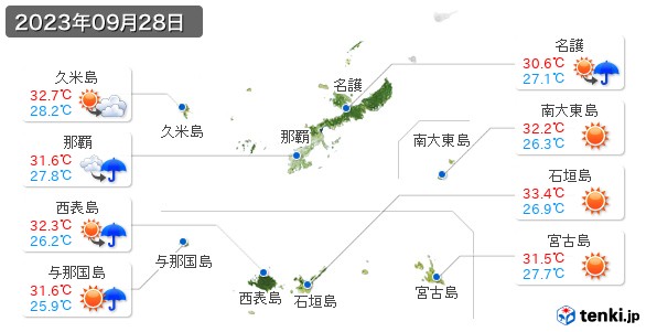 沖縄県(2023年09月28日の天気