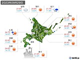 2023年09月29日の北海道地方の実況天気