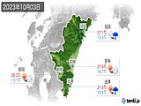 2023年10月03日の宮崎県の実況天気