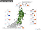 2023年10月07日の東北地方の実況天気