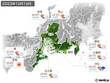 2023年10月19日の東海地方の実況天気